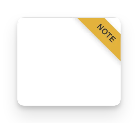 Styled note badge ribbon in the top right corner of a page